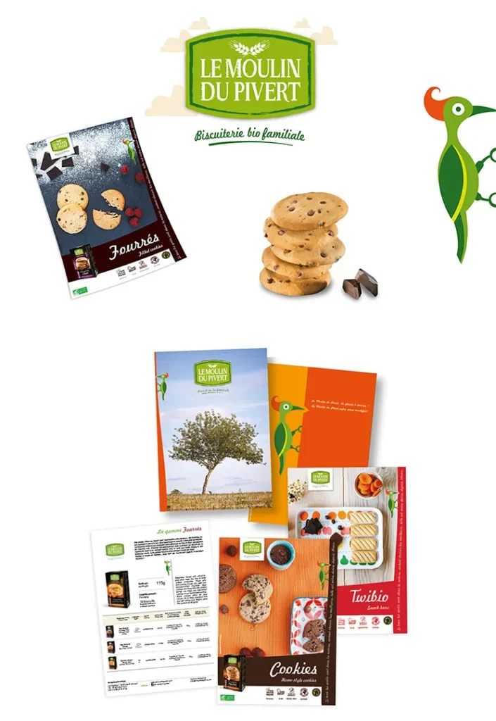 STUDIO-NP, agence de communication et studio graphique à Toulouse, a réalisé le catalogue de la biscuiterie bio le Moulin du Pivert