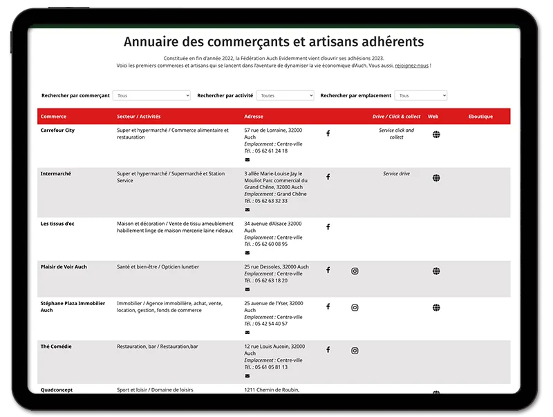 STUDIO-NP, agence de communication et agence web de l'Association Fédération des Commerçants d'Auch