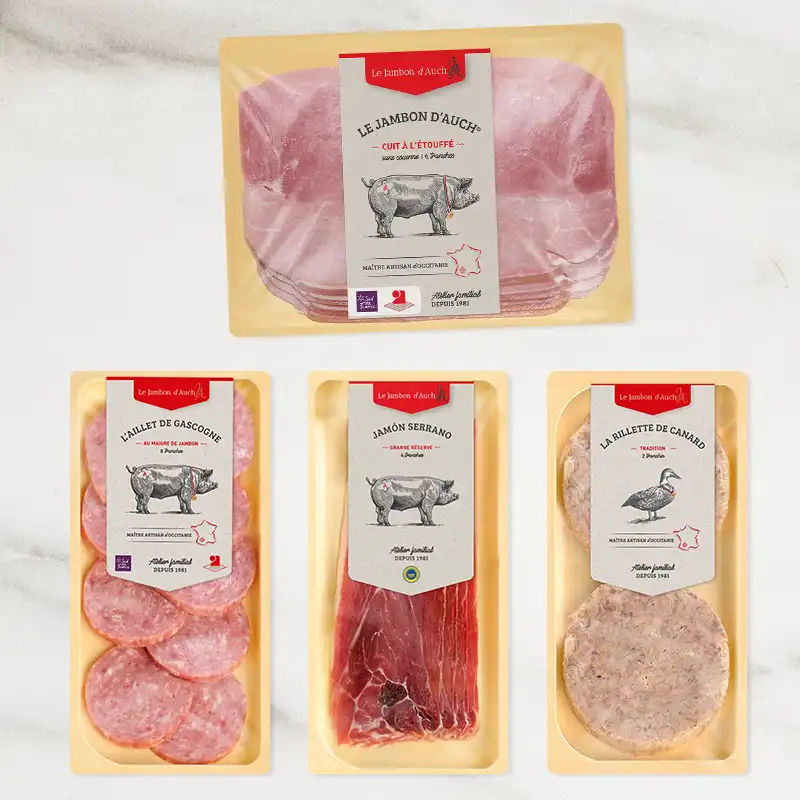 STUDIO-NP, agence de communication et studio graphique packaging à Toulouse, de la marque alimentaire Le Jambon d'Auch