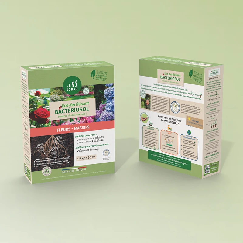 STUDIO-NP, agence de création graphique packaging des produits Bacteriosol SOBAC Jardin